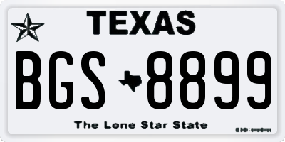 TX license plate BGS8899