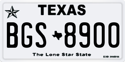 TX license plate BGS8900