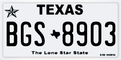 TX license plate BGS8903