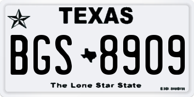 TX license plate BGS8909