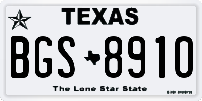 TX license plate BGS8910