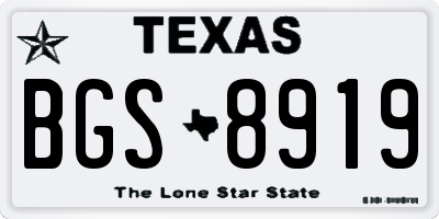 TX license plate BGS8919