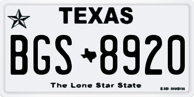TX license plate BGS8920