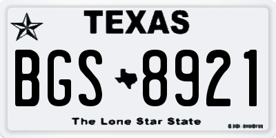 TX license plate BGS8921
