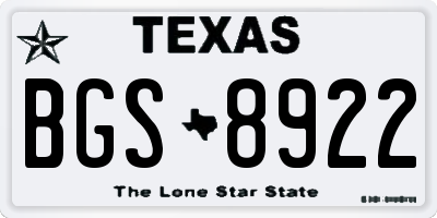 TX license plate BGS8922