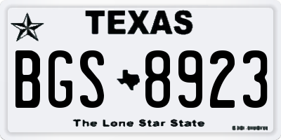 TX license plate BGS8923