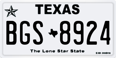 TX license plate BGS8924