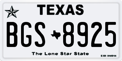 TX license plate BGS8925