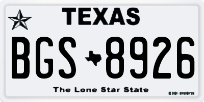 TX license plate BGS8926