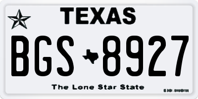 TX license plate BGS8927