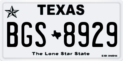 TX license plate BGS8929