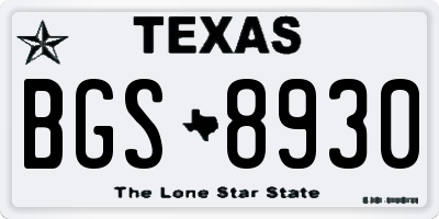 TX license plate BGS8930