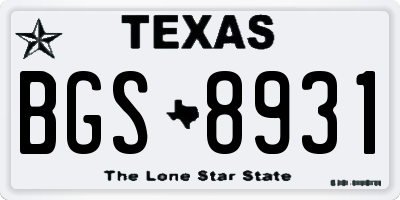 TX license plate BGS8931