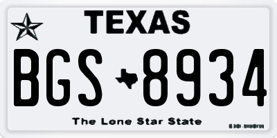 TX license plate BGS8934