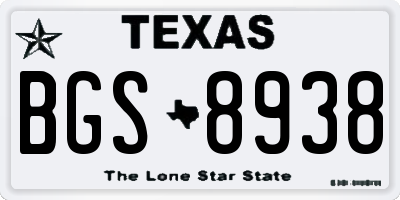 TX license plate BGS8938