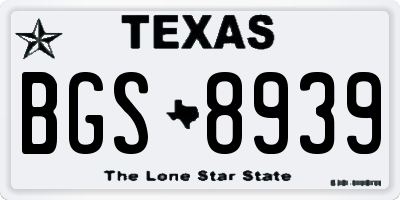 TX license plate BGS8939