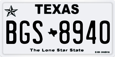 TX license plate BGS8940