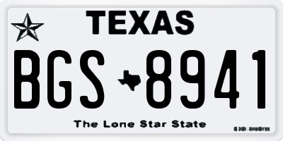 TX license plate BGS8941