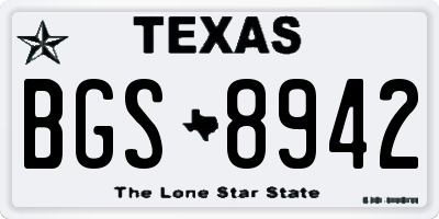 TX license plate BGS8942