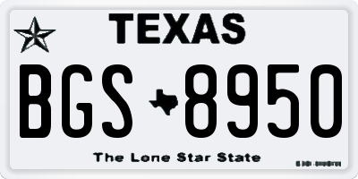 TX license plate BGS8950