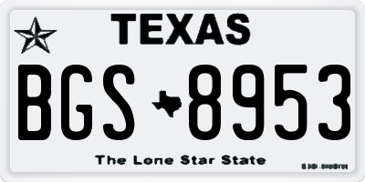 TX license plate BGS8953