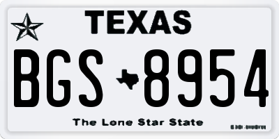 TX license plate BGS8954