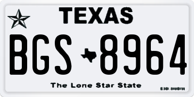 TX license plate BGS8964