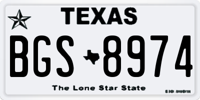 TX license plate BGS8974