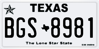 TX license plate BGS8981
