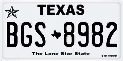 TX license plate BGS8982
