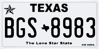 TX license plate BGS8983