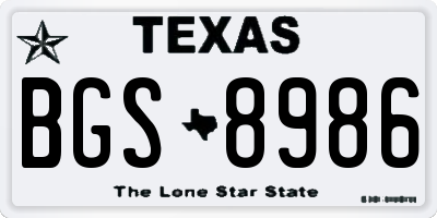 TX license plate BGS8986
