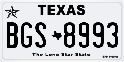 TX license plate BGS8993