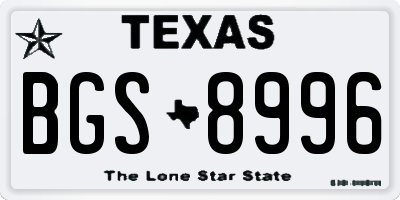 TX license plate BGS8996