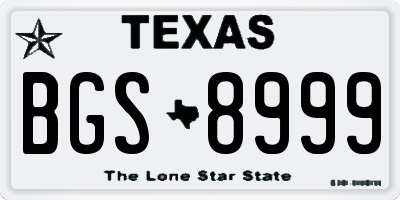 TX license plate BGS8999