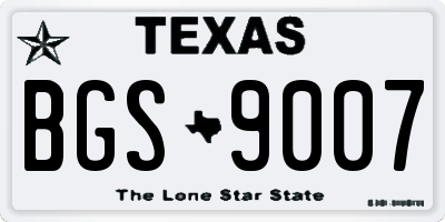 TX license plate BGS9007