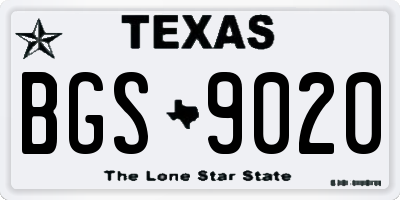 TX license plate BGS9020