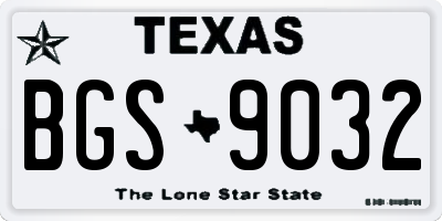 TX license plate BGS9032