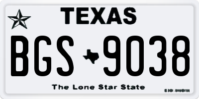 TX license plate BGS9038