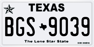 TX license plate BGS9039
