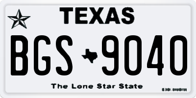 TX license plate BGS9040