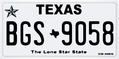 TX license plate BGS9058