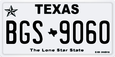 TX license plate BGS9060
