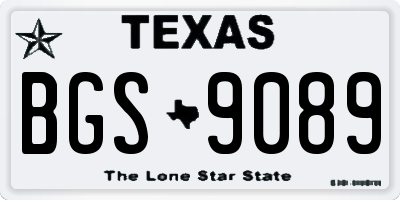 TX license plate BGS9089