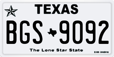 TX license plate BGS9092