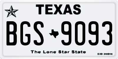 TX license plate BGS9093