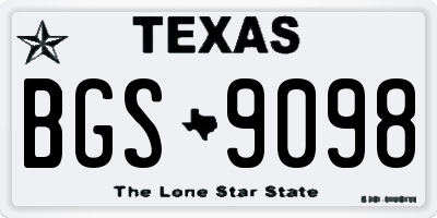 TX license plate BGS9098