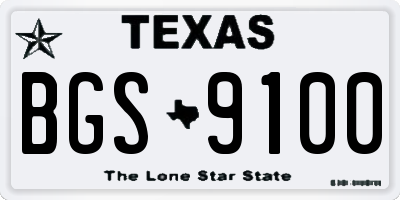 TX license plate BGS9100