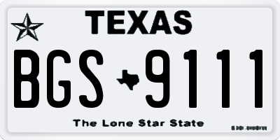 TX license plate BGS9111