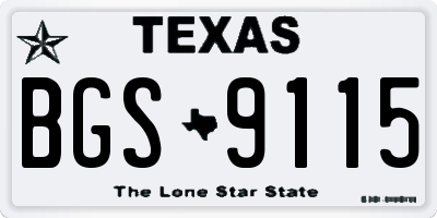 TX license plate BGS9115
